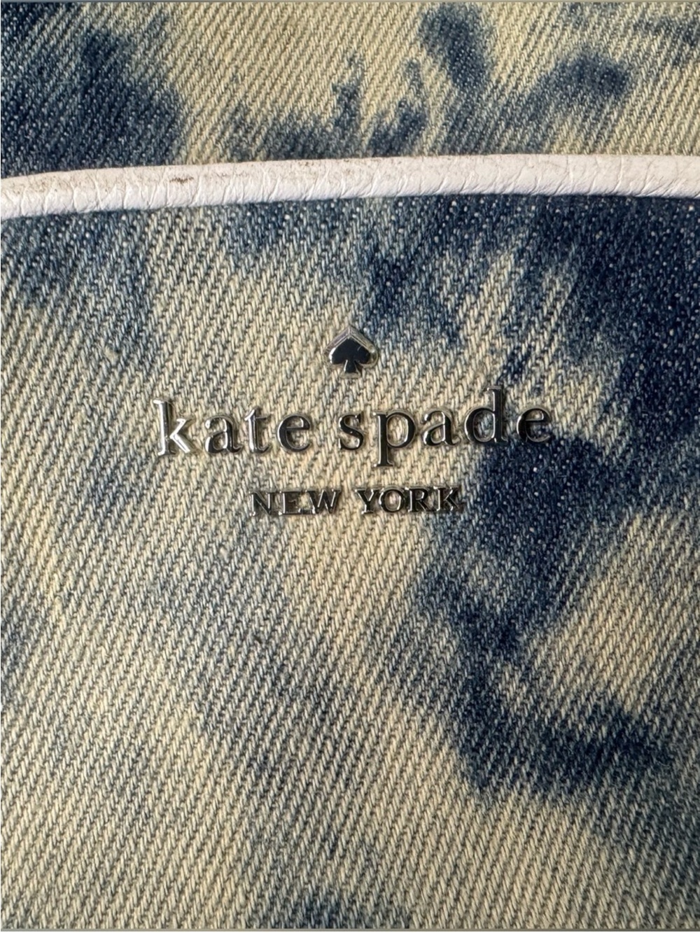 kate spade Navy and White Tie-Dye Denim Mini Backpack - Picture 12 of 16